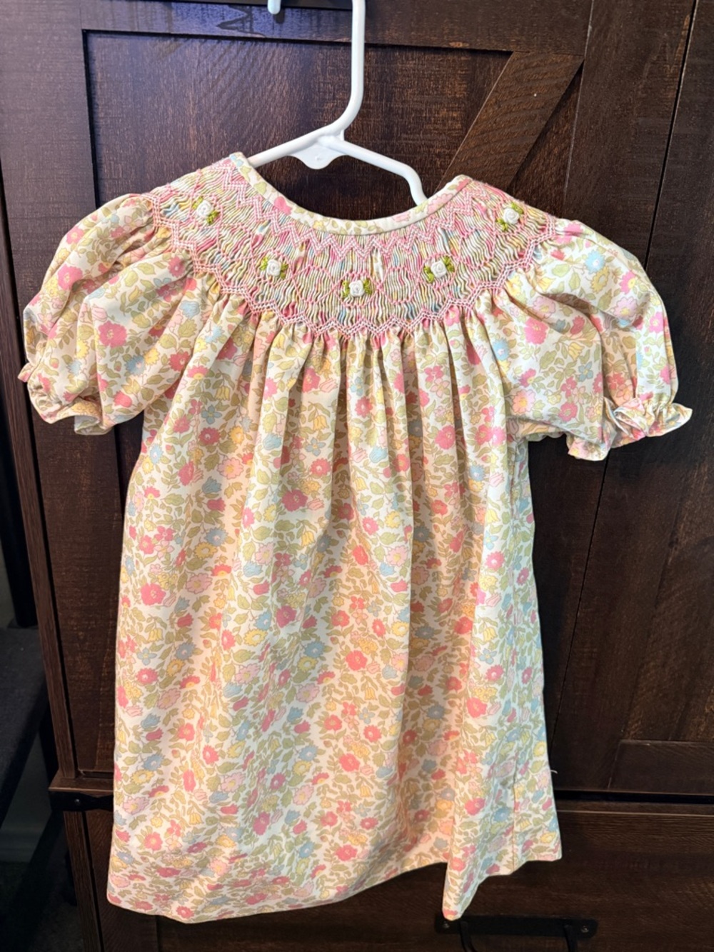 Sweet Dreams Girls Floral Smocked Dress in Pink and Cream